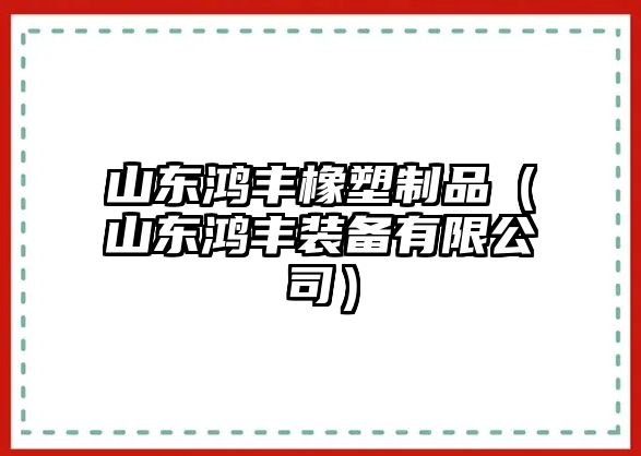 山東鴻豐橡塑制品（山東鴻豐裝備有限公司）