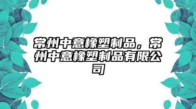 常州中意橡塑制品，常州中意橡塑制品有限公司