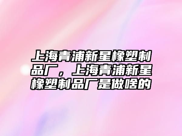 上海青浦新星橡塑制品廠，上海青浦新星橡塑制品廠是做啥的