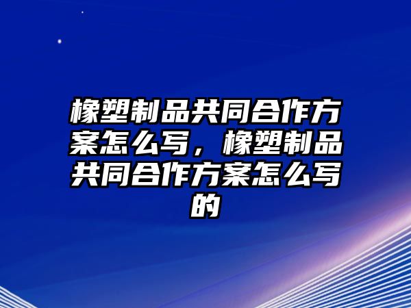 橡塑制品共同合作方案怎么寫，橡塑制品共同合作方案怎么寫的